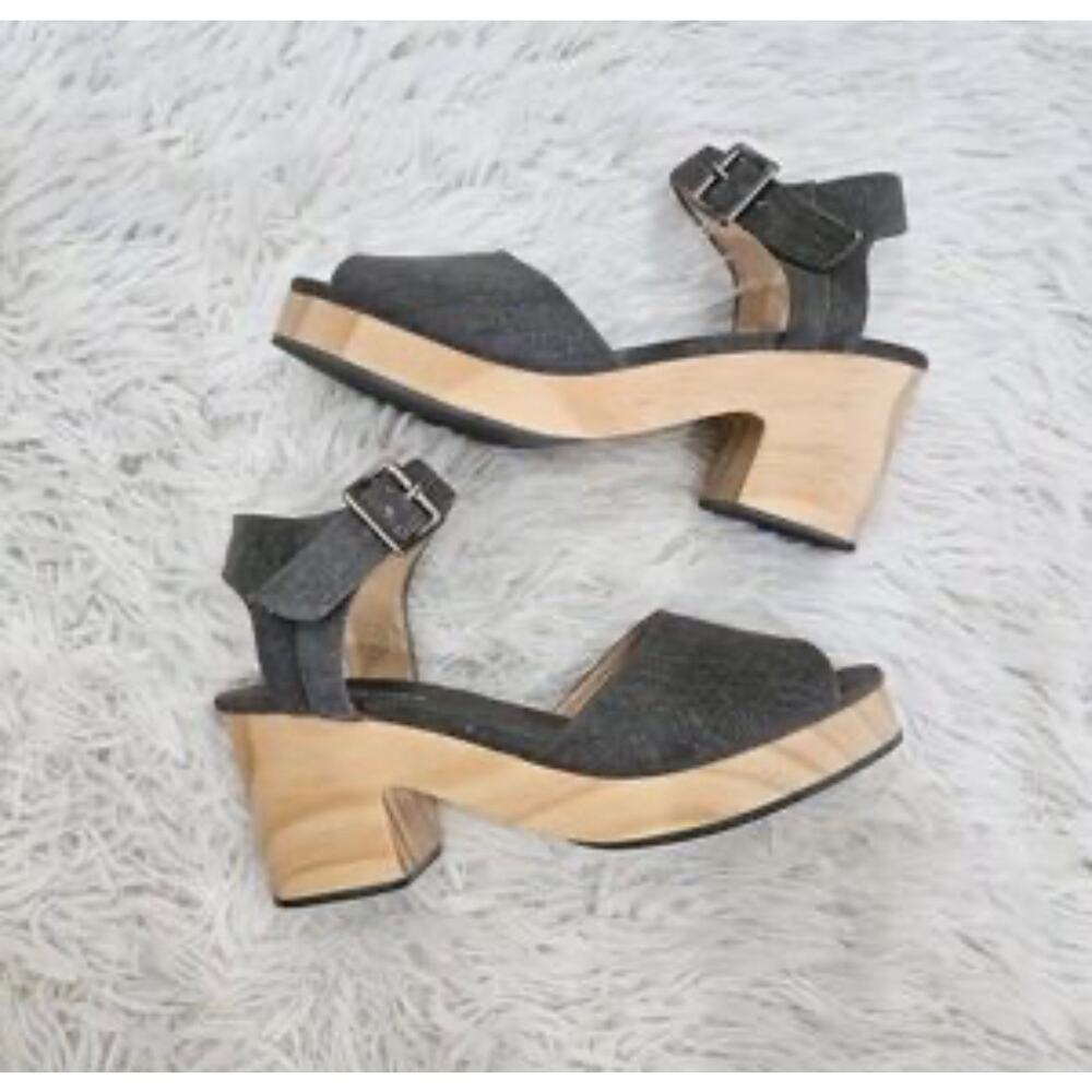 Kelsi Dagger Brooklyn Montgomery Wood Block Heel Sandals Chunky Platform 6.5